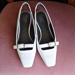 Franco Sarto White Flats with Buckle